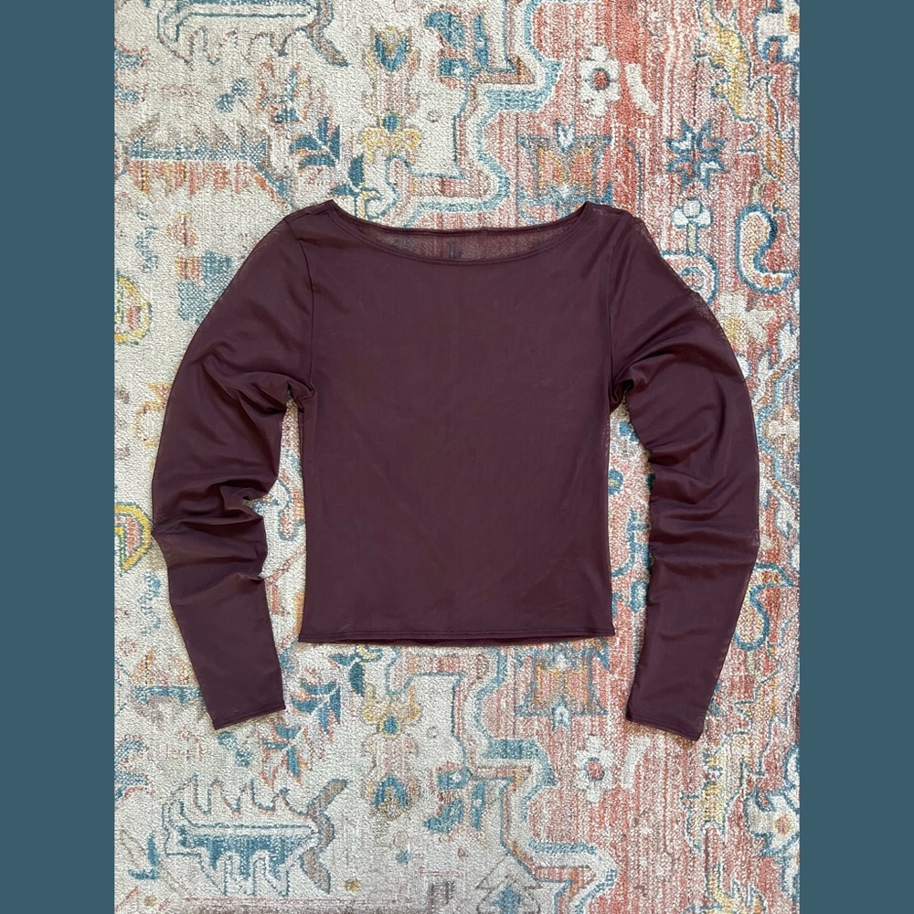 A&F Brown Sheer Long Sleeve